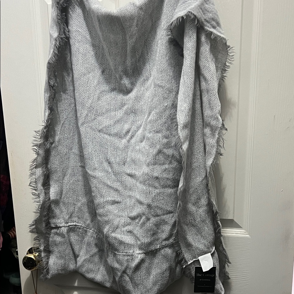 Gray Fringed Infinity Scarf